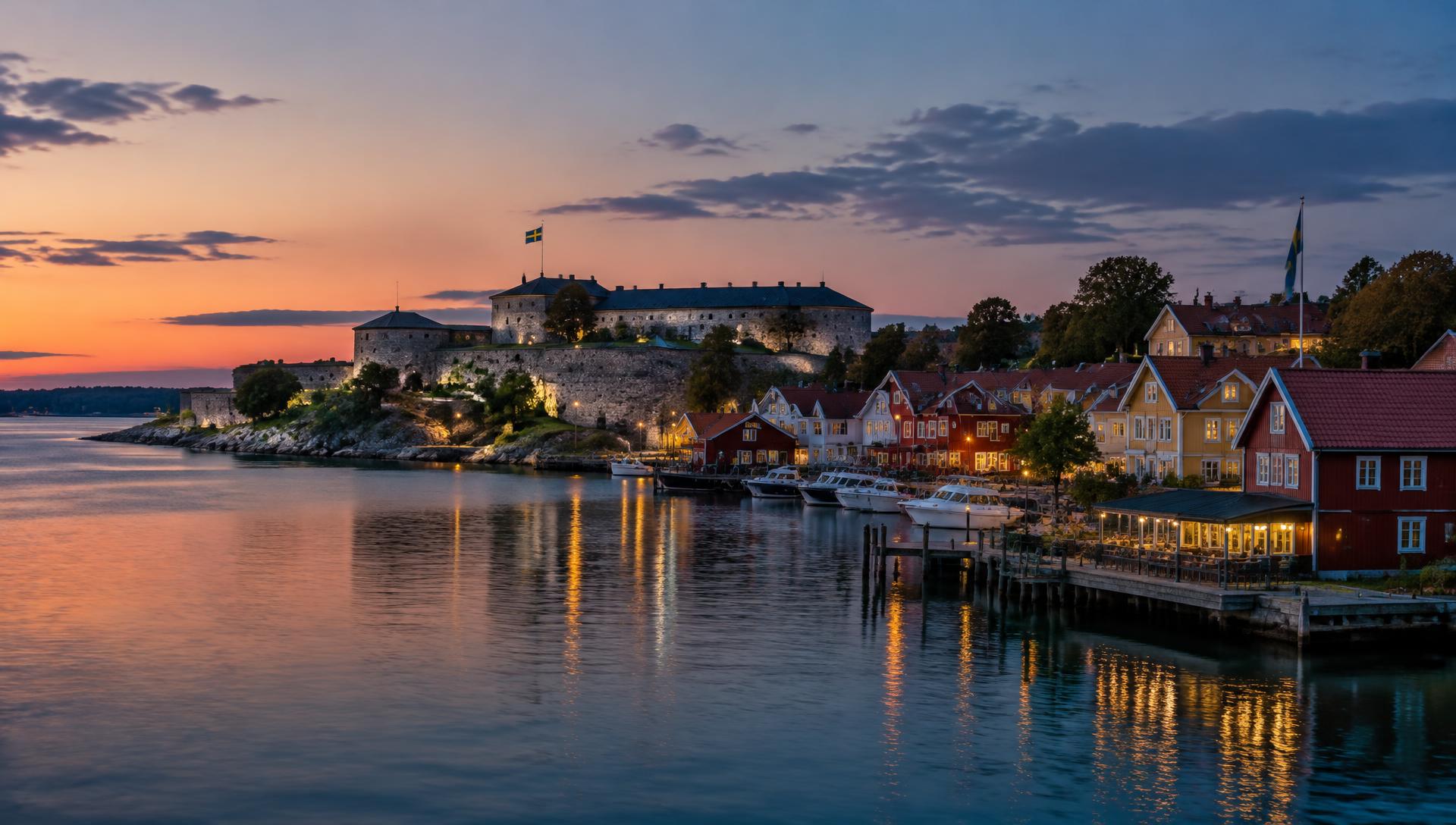 Vaxholm i skymning
